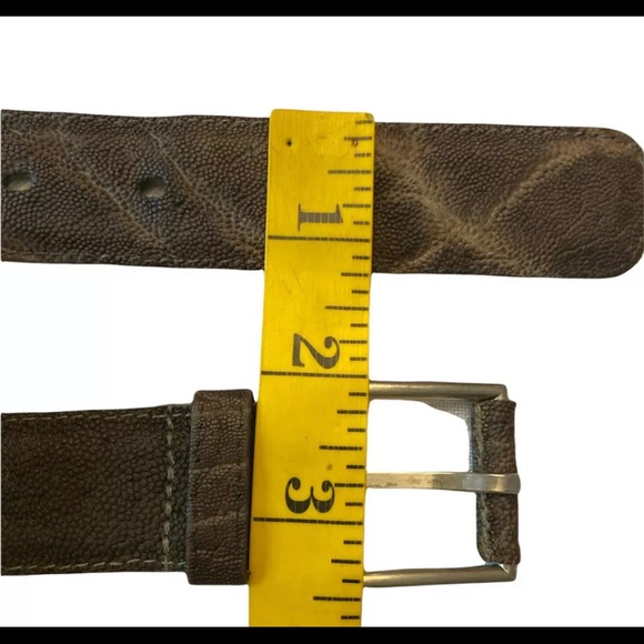 Vtg 60s Paris Genuine Elephant Leather Belt M/L 32”-37” Rustic Natural Gray - Picture 6 of 6